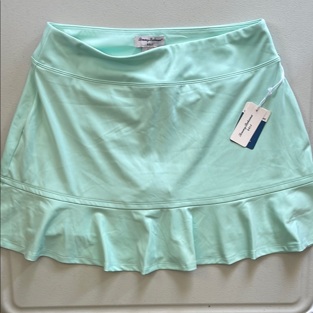 Tommy Bahama Green Skater Mini Skirt with Ruffles